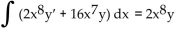 <strong>Replace the ? with a function of x that will make the integrand equal to the derivative of a product, and then find the antiderivative. Choose 0 for the constant of integration. </strong> A) B) C) D)