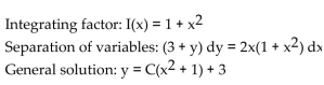<strong>Find the general solution two ways. First use an integrating factor and then use separation of variables. </strong> A) B) C) D)