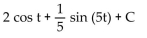 <strong>Provide an appropriate response. Find the indefinite integral </strong> A) B) - 2 cos t - 5 sin (5t) + C C) D)