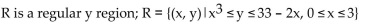 <strong>Provide an appropriate response. Let R be the region bounded by the graphs of the equations Use set notation and double inequalities to describe R as a regular x region or regular y region, whichever is simpler.</strong> A) B) C) D)