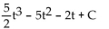 <strong>Find the integral. </strong> A) B) C) 10t - 5 + C D)