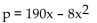 <strong>Solve the problem. The marginal revenue from the sale of compact discs is given by where R(x) is the revenue in dollars. Find the price-demand equation.</strong> A) B) p = 190x - 8 C) p = 190 - 4x D)