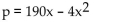<strong>Solve the problem. The marginal revenue from the sale of compact discs is given by where R(x) is the revenue in dollars. Find the price-demand equation.</strong> A) B) p = 190x - 8 C) p = 190 - 4x D)