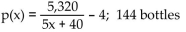 <strong>Solve the problem. The marginal price for a weekly demand of x bottles of cough medicine in a drug store is given by . Find the price-demand equation if the weekly demand is 125 when the price of a bottle of cough medicine is $4. What is the weekly demand (to the nearest bottle) when the price is $3?</strong> A) B) C) D)