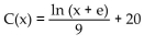 <strong>Solve the problem. A company has found that the marginal cost of a new production line (in thousands) is where x is the number of years the line is in use. Find the total cost function for the production line (in thousands). The Fixed cost is $20,000.</strong> A) B) C(x) = 9 ln (x + e) + 20 C) D) C(x) = 9 ln (x + e) + 11