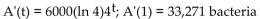 <strong>Solve. A single bacterium divides every 0.5 hour to produce two complete bacteria. If we start with a colony of 6000 bacteria, after t hours there will be A . Find A'(t) and A'(1).</strong> A) B) C) D)