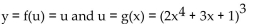 <strong>Provide an appropriate response. Write composite function in the form y = f(u) and u = g(x).</strong> A) B) C) D)