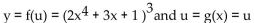 <strong>Provide an appropriate response. Write composite function in the form y = f(u) and u = g(x).</strong> A) B) C) D)