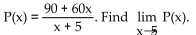 <strong>Solve the problem. A company training program determines that, on average, a new employee can do P(x) pieces of work per day after s days of on-the-job training, where </strong> A) 42 B) 105 C) 30 D) Does not exist