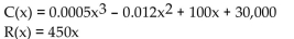 Provide an appropriate response. -Let C(x) be the cost function and R(x) the revenue function. Compute the marginal cost, marginal revenue, and the marginal profit functions.