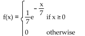 <strong>Solve the problem. The time (in minutes) a customer must wait in line at a bank is a continuous random variable with probability density function f(x) as shown below. Find the median waiting time. Round to three decimal places.</strong> A) 0.693 minutes B) 0.143 minutes C) 3.892 minutes D) 4.852 minutes