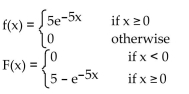 <strong>Find the probability density function f and the associated cumulative distribution function F for the continuous random variable X if X is an exponential random variable with </strong> A) B) C) D)