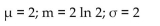 <strong>Find the mean, median, and standard deviation of the continuous random variable X if X is an exponential random variable with λ = 2.</strong> A) B) C) D)