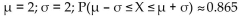 <strong>X is a continuous random variable with mean µ and standard deviation σ. Find µ and σ, and then find P(µ -σ ≤ X ≤ µ +σ) if X is an exponential random variable with m = 2 ln 2.</strong> A) B) C) D)