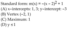 <strong>Find the vertex form for the quadratic function. Then find each of the following: (A) Intercepts (B) Vertex (C) Maximum or minimum (D) Range </strong> A) B) C) D)