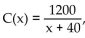 Solve the problem. -If the average cost per unit C(x) to produce x units of plywood is given by what is the unit cost for 10 units?