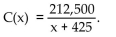 Solve the problem. -Suppose the cost per ton, y, to build an oil platform of x thousand tons is approximated by What is the cost per ton for x = 30?