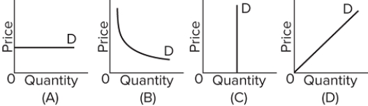   Refer to the graphs above. Which one shows a perfectly elastic demand?