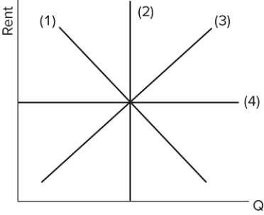 What line in the graph would best represent the supply curve for land?