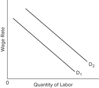 Use the graph to answer the question about the labor resource market faced by producers of good X. What will shift D ₁ to D ₂?