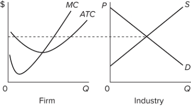 The graphs are for a purely competitive market in the short run. The graphs suggest that in the long run, assuming no changes in the given information,