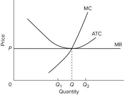 If the competitive firm depicted in this diagram produces output Q, it will