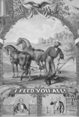 <strong>Grange Poster (1873) This poster was inspired by</strong> A) graft and corruption in local and state politics. B) the failure of Reconstruction. C) government policies favoring big business. D) conflict with Native Americans.