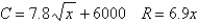 <strong>Find the sales necessary to break even (R - C = 0) for the cost C of producing x units and the revenue R obtained by selling x units. (Round to the nearest whole unit.) </strong> A) 904 units B) 837 units C) 837 units or 904 units D) no real solution E) 882 units