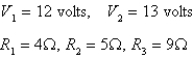 <strong>Applying Kirchhoff's Laws to the electrical network in the figure, the currents I<sub>1</sub>, I<sub>2</sub>, and I<sub>3</sub> are the solution of the system Find the currents. </strong> A) B) C) D) E)