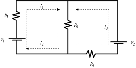 <strong>Applying Kirchhoff's Laws to the electrical network in the figure, the currents I<sub>1</sub>, I<sub>2</sub>, and I<sub>3</sub> are the solution of the system Find the currents. </strong> A) B) C) D) E)