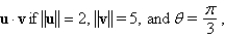 <strong>Determine where \theta is the angle between u and v. Round answer to two decimal places.</strong> A) 7.07 B) 5.00 C) 6.83 D) 8.66 E) 6.04