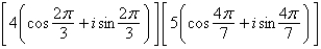 Perform the operation shown below and leave the result in trigonometric form.