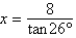 <strong>Using the figure below, if , determine the exact value of x. </strong> A) B) C) D) E)