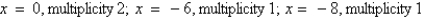 <strong>Find all real zeros of the polynomial and determine the multiplicity of each.</strong> A) B) C) D) E)