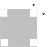 <strong>An open box is to be made from a square piece of cardboard, 35 inches on a side, by cutting equal squares with sides of length x from the corners and turning up the sides (see figure below). Determine the function, V, in terms of x, that represents the volume of the box. </strong> A) B) C) D) E)