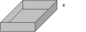 <strong>An open box is to be made from a square piece of cardboard, 35 inches on a side, by cutting equal squares with sides of length x from the corners and turning up the sides (see figure below). Determine the function, V, in terms of x, that represents the volume of the box. </strong> A) B) C) D) E)