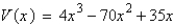 <strong>An open box is to be made from a square piece of cardboard, 35 inches on a side, by cutting equal squares with sides of length x from the corners and turning up the sides (see figure below). Determine the function, V, in terms of x, that represents the volume of the box. </strong> A) B) C) D) E)