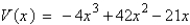 <strong>An open box is to be made from a square piece of cardboard, 21 inches on a side, by cutting equal squares with sides of length x from the corners and turning up the sides (see figure below). Determine the function, V, in terms of x, that represents the volume of the box. </strong> A) B) C) D) E)