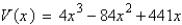 <strong>An open box is to be made from a square piece of cardboard, 21 inches on a side, by cutting equal squares with sides of length x from the corners and turning up the sides (see figure below). Determine the function, V, in terms of x, that represents the volume of the box. </strong> A) B) C) D) E)