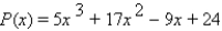Use synthetic division to express in the form for the divisor .