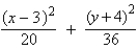 <strong>Find the center and foci of the ellipse. </strong> A) center: foci: B) center: foci: C) center: foci: D) center: foci: E) center: foci: