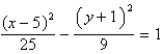 <strong>Find the standard form of the equation of the hyperbola with the given characteristics. vertices: (0, -1), (10, -1) Asymptotes: </strong> A) B) C) D) E)
