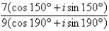 Divide the complex numbers below and leave the result in trigonometric form.