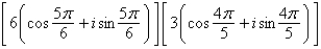 Perform the operation shown below and leave the result in trigonometric form.