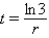 A population growing at an annual rate r will triple in a time t given by the formula . If the growth rate remains constant and equals 5% per year, how long will it take the population of the town to triple?
