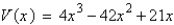 <strong>An open box is to be made from a square piece of cardboard, 21 inches on a side, by cutting equal squares with sides of length x from the corners and turning up the sides (see figure below). Determine the function, V, in terms of x, that represents the volume of the box. </strong> A) B) C) D) E)