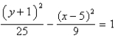 <strong>Find the standard form of the equation of the hyperbola with the given characteristics. vertices: (0, -1), (10, -1) Asymptotes: </strong> A) B) C) D) E)