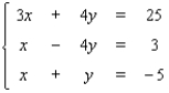 <strong>Use matrices to solve the system. </strong> A) B) C) D)The equations are dependent E)No solution