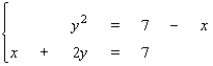 <strong>Use the method of substitution to solve the system. </strong> A)( 7, 0 ), ( 3, 2 ) B)( 7, 0 ) C)( 3, 2 ) D)( 7, 1 ), ( 3, 2 ) E)no solution