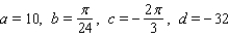 <strong>Scientists sometimes use the formula to simulate temperature variations during the day, with time t in hours, temperature f ( t ) in , and t=0 corresponding to midnight. Assume that f ( t ) is decreasing at midnight. Determine values of a, b, c, and d that fit the information: the high temperature of 32 occurs at 2 P.M., and the average temperature of 23 occurs 6 hours later.</strong> A) B) C) D) E)